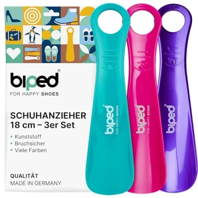 Abbildung von biped 3er Set Schuhanzieher Kunststoff 18 cm Schuhlöffel deutsche Herstellung z1570(blueberry)
