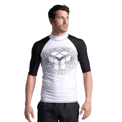 Abbildung von Arena Herren Mens Rash Vest S/S Graphic Shirt, White Black, S EU