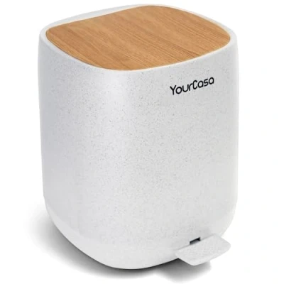 Abbildung von YourCasa Mülleimer Bad [5L] Badmülleimer Badezimmer Klein Kosmetikeimer mit Deckel und Softclose Abfalleimer 30% weniger Plastik Inneneimer (Weiss)