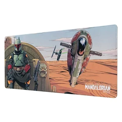 Abbildung von Grupo Erik Gaming Mauspad XXL The Mandalorian Boba Fett Mousepad Groß Rutschfeste Unterseite, Wasserabweisend und verstärkte Kanten Star Wars Fanartikel
