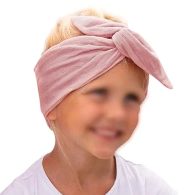Abbildung von Papierdrachen Musselin Haarband für Kinder zum Selbstbinden Knotenband Stirnband Haar Accessoires Herbst und Sommer rosa
