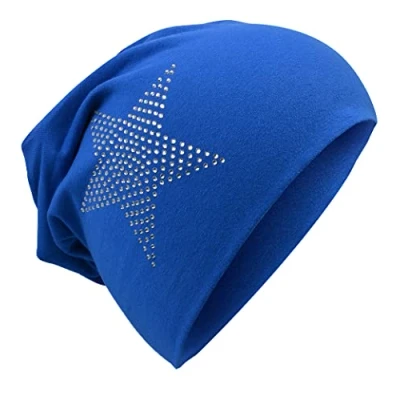 Abbildung von Miobo Kinder Slouch Beanie Mütze,Baumwolle,Strass Stern Blau 54