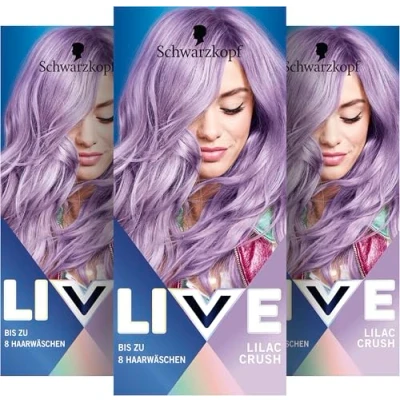 Abbildung von Schwarzkopf LIVE Pretty Pastels Semi Permanente Haarfarbe P120 Lilac Crush (3 x 142,5 ml), Coloration hält bis zu 8 Haarwäschen, mit Pflege Conditioner für intensive