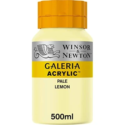 Abbildung von Winsor &amp; Newton 2150434 Galeria Acrylfarbe, hohe Pigmentierung, lichtecht, buttrige Konsistenz, 500 ml Topf Zitronengelb Blass