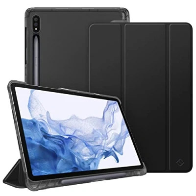 Abbildung von Fintie Hülle für Samsung Galaxy Tab S8 11 Zoll 2022 / S7 2020 Silm Schutzhülle mit Transparenter Rückseite Abdeckung Cover Auto Schlaf/Wach Funktion, Schwarz