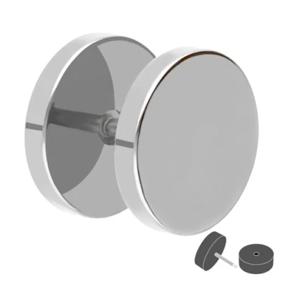 Abbildung von Treuheld® Fake Plug Ohrstecker aus Titan 1,2mm x 12mm Silber Tunnel Ohrring zum Schrauben für Damen und Herren