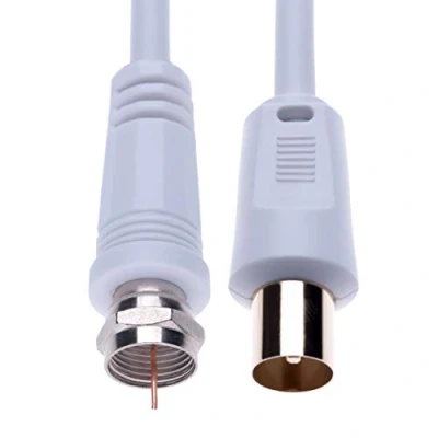 Abbildung von Koaxialkabel F Stecker auf RF m Kabel für Satelliten Sat Freesat Sky Virgin BT TV HDTV DVB DVD Radio/Koax Aerial Freeview Coaxial Coax Antenne Adapter Kabelfernsehen 0,5 Weiß