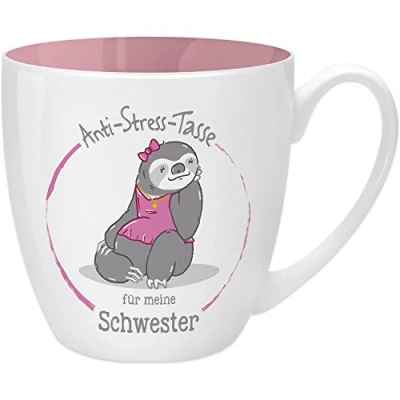 Abbildung von GRUSS &amp; CO Anti Stress Tasse Motiv Schwester mit Spruch, 45 cl, New Bone China Geschenk für Sie 45507, 1 Stück (1er Pack)