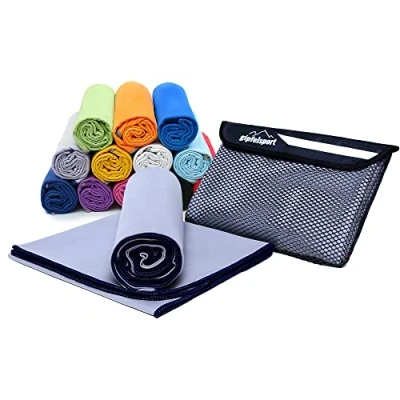 Abbildung von gipfelsport Mikrofaser Handtuch Microfaser Handtücher Set, Strandtuch, Badetuch I groß, schnelltrocknend für Sport, Beach, Reise, Outdoor, Camping leicht, dünn, klein 140x70cm Grau