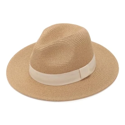 Abbildung von DRESHOW Damen Panama Hut Breiter Krempe Stroh Sommer Fedora Strohhut Aufrollen Strand Rollbar UV Sonnenhut UPF 50 +