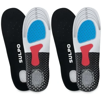 Abbildung von SULPO 2er Pack Fersensporn Einlagen Schuheinlagen mit Gel Ferse Schuhsohlen Arbeitsschuhe Sport Einlegesohlen Sohlen für Schuhe M, L, XL