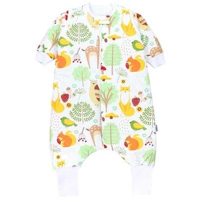 Abbildung von TupTam Baby Schlafsack mit Beinen und Ärmeln OEKO TEX zertifizierte Materialien, Winterschlafsack 2,5 TOG Unisex, Farbe: Grüner Wald Reh Eule Eichhörnchen Fuchs, Größe: 92 98