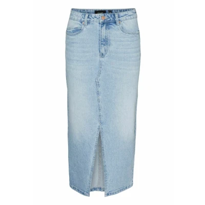 Abbildung von Vero Moda Vmveri CALF Skirt Bleistiftrock, Damen, Größe: Large, Light blue denim