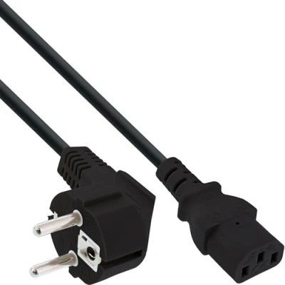 Abbildung von InLine® 16647F Netzkabel, Schutzkontakt gewinkelt auf Kaltgerätestecker C13, 0,3m