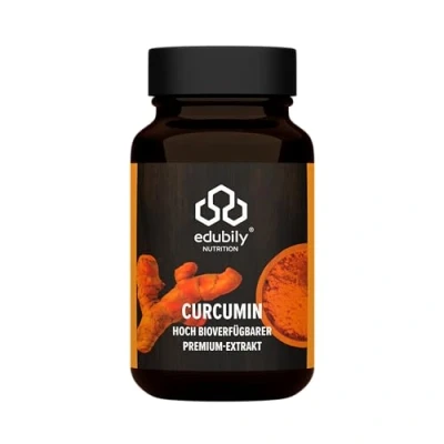Abbildung von edubily nutrition® Kurkuma Kapseln Curcurmin aus dem Markenrohstoff Longvida Optimized Curcumin® Optimale Aufnahme im Körper Laborgeprüft Vegan 60