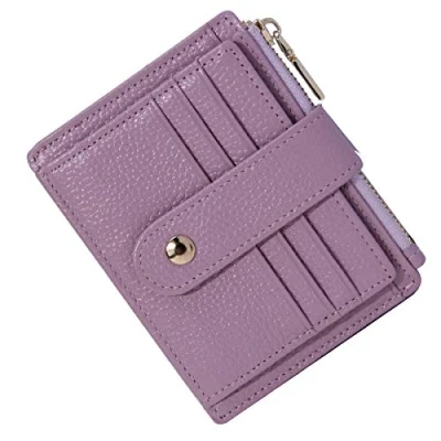 Abbildung von BTNEEU Kreditkartenetui Damen Echtes Leder Geldbörse Klein RFID Schutz Kartenetui mit Münzfach Herren Geldbeutel Mini Portemonnaie Visitenkartenetui Slim Card Holder 9 Kartenfächer (Violett)