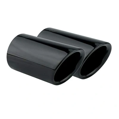 Abbildung von L&amp;P A291 2 Auspuffblenden Auspuffblende Schwarz Chrom Edelstahl poliert Plug&amp;Play Endrohrblenden Endrohrblende Auspuff Blende für 60mm Endrohre