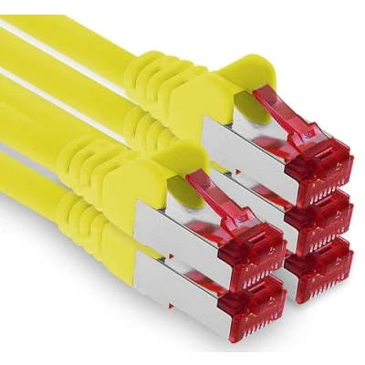 Abbildung von 1aTTack.de 5x 1m CAT6 Patchkabel S/FTP PIMF Schirmung CAT.6 RJ45 Netzwerkkabel Ethernetkabel DSL LAN Router Switch Modem Patchfeld gelb 5 Stück