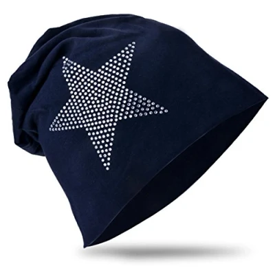Abbildung von Miobo Kinder Slouch Beanie Mütze,Baumwolle,Strass Stern Schwarzblau 48