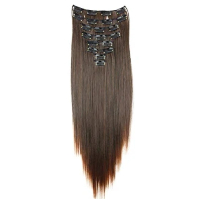Abbildung von CAISHA XXL 60cm 8 Teile Set CLIP IN EXTENSIONS Haarverlängerung Haarteil Glatt Braun Mix CES20
