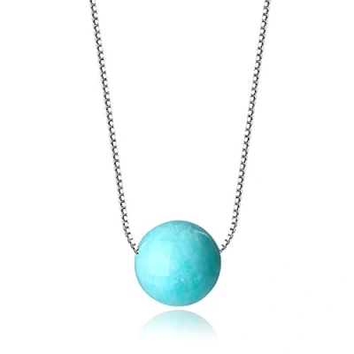 Abbildung von COAI Geschenkideen Amazonit Perle Anhänger Geburtssteinkette 925 Sterling Silber Halskette für Frauen Damen