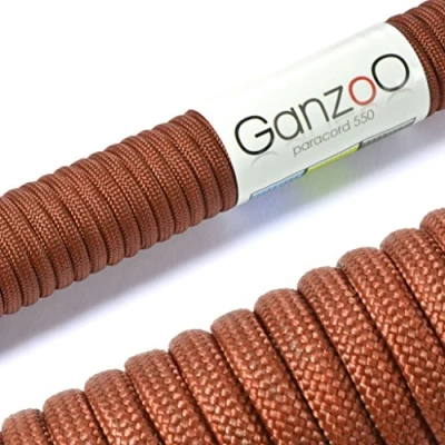 Abbildung von Ganzoo Paracord 550 Seil Dunkel Braun 4mm Schnur Typ 3, Nylon &amp; Polyester, ideal für Basteln von Hundeleine Halsband Armband/Camping Survival und Outdoor 30 Meter Allzweckseil 7 Innenstränge