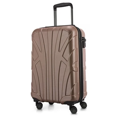 Abbildung von suitline Handgepäck Hartschalen Koffer Trolley Rollkoffer Reisekoffer, TSA, 55 cm, ca. 34 Liter, 100% ABS Matt, Gold