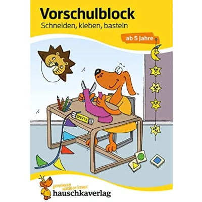 Abbildung von Vorschulblock ab 5 Jahre für Junge und Mädchen Schneiden, kleben, basteln: Bunter Rätselblock Förderung mit Freude (Übungshefte blöcke Kindergarten Vorschule, Band 618)