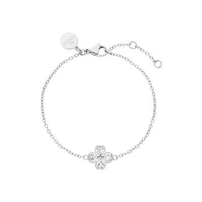 Abbildung von Purelei® Cuore Armband Elegantes Ankerketten mit Kleeblatt Anhänger aus Zirkonia Herzen (Silver)