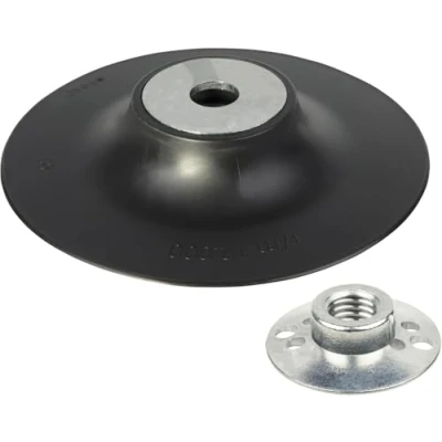 Abbildung von wolfcraft Schleifteller für Winkelschleifer Ø125 mm 2454000 mit M14 Flanschmutter ISO 15636 kompatibel zum Schleifen und Polieren