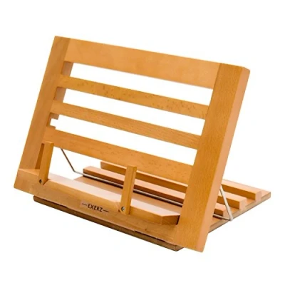 Abbildung von Exerz Kochbuchhalter aus Holz/Lese Kochbuchständer Koch Rezepthalter Buchstütze Premium Qualität/Einstellbar/Ideal für Bücher, iPads und Tablets 34 x 24 2 cm (Holzfarbe New)