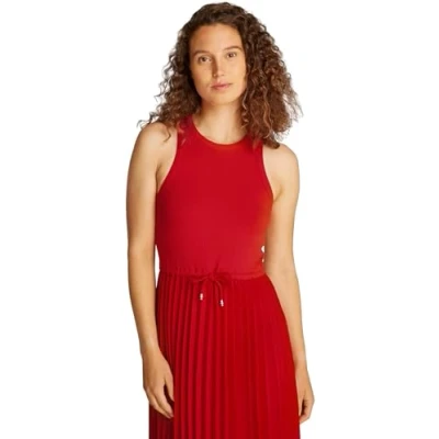 Abbildung von Tommy Hilfiger TANK Pleated Dress Freizeitkleid, Damen, Größe: XS, Primary red