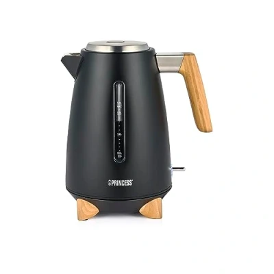 Abbildung von Princess Wasserkocher Pure 1,7 L Bambusdesign 360 drehbar 3000 W Mattschwarz
