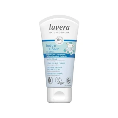 Abbildung von lavera Baby &amp; Kinder Neutral Windelcreme Naturkosmetik Vegan Bio Nachtkerzenöl Zink schützt, spendet Feuchtigkeit und beruhigt rote gereizte Babyhaut 50 ml