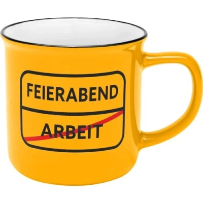 Abbildung von GRUSS &amp; CO Becher mit Motivdruck &quot;Feierabend&quot; Kaffeebecher, Porzellan, 35 cl, in Geschenk Banderole lustiges Geschenk, Männergeschenk 48947