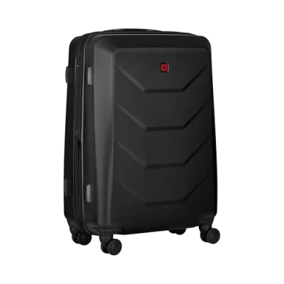 Abbildung von WENGER Prymo Medium Schalenkoffer mit 4 Rollen, Trolley, Mittelgroß, 59 (67) l, Hartschale, Sicherheitsschloss, Damen Herren, Reisen Urlaub, Schwarz, 612537