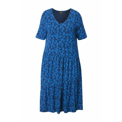 Abbildung von Ulla Popken Short Sleeve Freizeitkleid, Damen, Größe: 50/52, Peacock blue