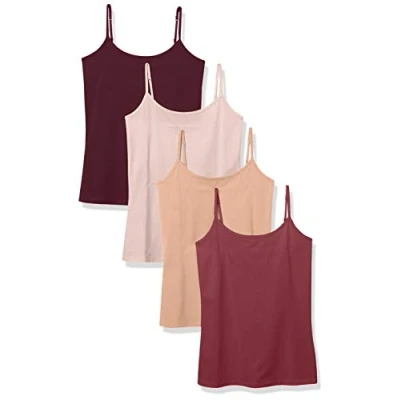 Abbildung von Amazon Essentials Damen Mieder mit schmaler Passform, 4er Pack, Dunkles Burgunderrot/Helles Burgunderrot/Kamelbraun/Pale Mauve, XL
