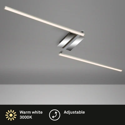 Abbildung von BRILONER LED Deckenlampe schwenkbar, warmweiße Lichtfarbe, 12 Watt, 1400 Lumen, Lampe, Deckenleuchte, Wohnzimmerlampe, Schlafzimmerlampe, Küchenlampe, 143,6x12x6,6 cm, Alufarbig
