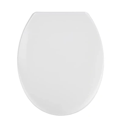 Abbildung von WENKO WC Sitz Mod. Vigone antibakteriell Duroplast weiß bruchsicher Kratzfest rostfreie Edelstahl Befestigung Maße 37,5 x 45 cm 38 44 23,5 28