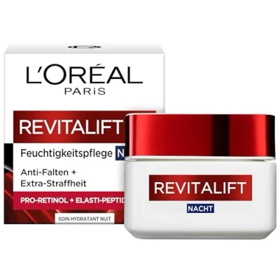 Abbildung von L&#039;Oréal Paris Nachtpflege, Revitalift, Anti Aging Gesichtspflege, Falten und Extra Straffheit, Pro Elastin Aprikosenkernöl, 50 ml