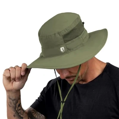 Abbildung von ALPIN LOACKER Outdoor Sonnenhut mit UV Schutz &amp; Fischerhut I Premium Wanderhut für und Bergsport aus recycelten Materialien Hut Herren Damen, Olive