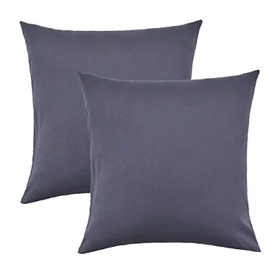 Abbildung von NatureMark 2er Pack Jersey Kissenbezug Kissenhülle Kissenbezüge Seitenschläferkissen Nackenkissen viele Größen und Farben ÖKO TEX (40 x 40 cm, Anthrazit grau)