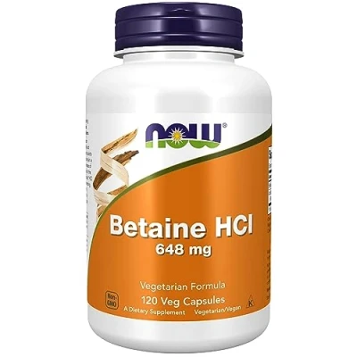 Abbildung von Now Foods, Betaine HCl, 648 mg, 120 vegane Kapseln, Laborgeprüft, Glutenfrei, Sojafrei, Vegetarisch