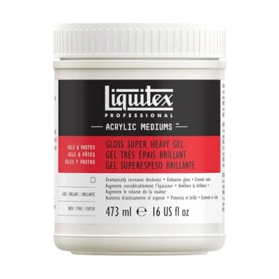 Abbildung von Liquitex 7416 Professional glänzendes sehr schweres Gel Medium für Acrylfarben, ideal hohe Spitzen und skulpturierte Aufträge, hoher Oberflächenwiederstrand 473ml Topf, Transparent glänzend