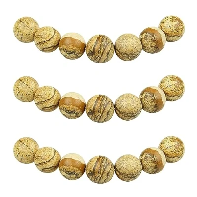 Abbildung von MJDCB Perlen zum Auffädeln 8mm 45 stück Bilder Jaspis Halbedelsteine mit Loch Natürliche Lose Runde Steinperlen für Herstellung Schmuck Armbänder Halsketten