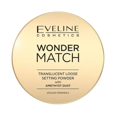 Abbildung von Eveline Cosmetics Wonder Match Amethyst Infused Setting Powder Transparent, Vegan, Langanhaltendes Make up Finish
