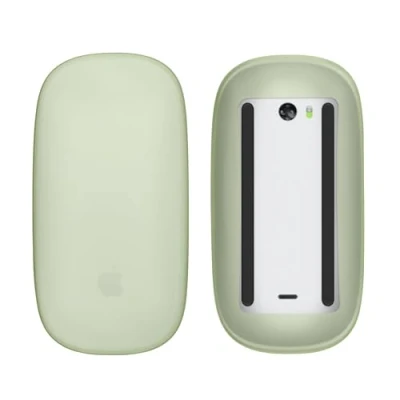Abbildung von kwmobile Silikon Schutzhülle kompatibel mit Apple Magic Mouse 1/2 Hülle PC Maus Cover aus softem Pastellgelb