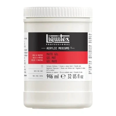 Abbildung von Liquitex 5323 Professional Mattes Gel Medium, entzieht Acrylfarben den Glanz, kann als Klebemittel für Collagen benutzt werden, 946 ml Topf