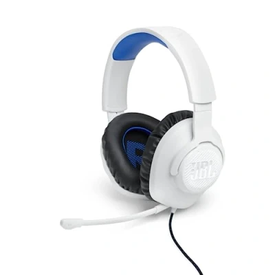 Abbildung von JBL Quantum 100P Over Ear Gaming Headset Wired 3,5 mm Klinke mit abnehmbarem Boom Mikrofon Kompatibel vielen Plattformen Weiß Blau
